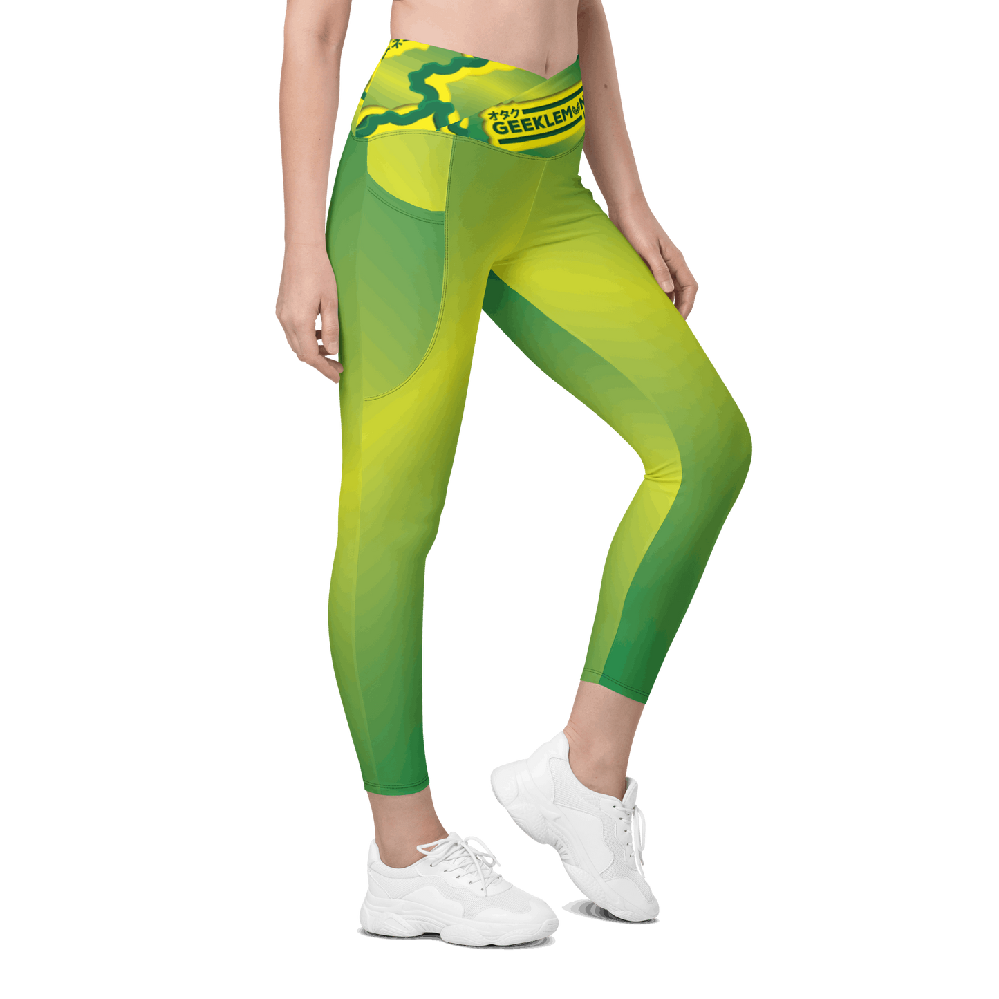 Geek's Pink & Purp - Green Crossover leggings with pockets