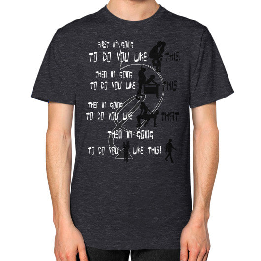 Unisex T-Shirt (on man) Tri-Blend Black Ar Designed!