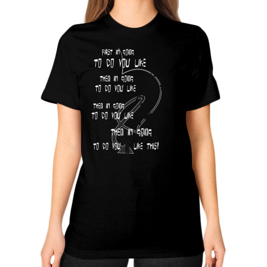 Unisex T-Shirt (on woman) Black Ar Designed!